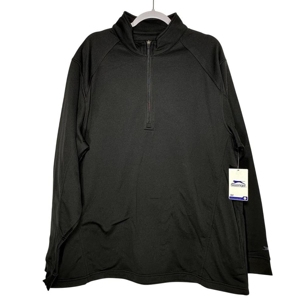 Slazenger Golf Mens XL Black Quarter Zip Pullover Long Sleeve Performance Shirt